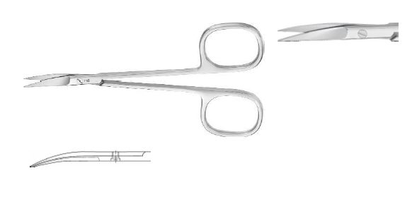 ОЧНІ НОЖИЦІ З КВАДР. РУЧ. ВИГНУТІ Г/Г 115MM